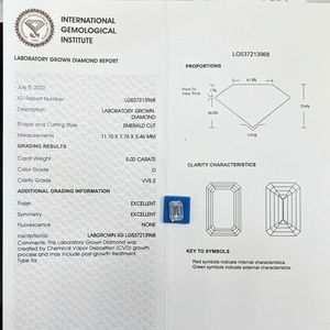 5.02 CT Emerald Cut Loose Diamond D VVS2